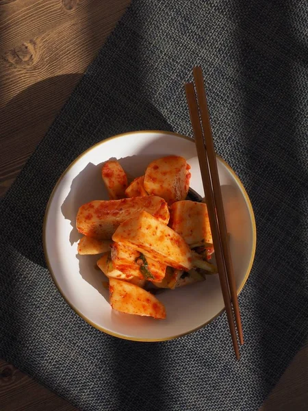 Comida Tradicional Coreana Kimchi Rabanete Fresco — Fotografia de Stock