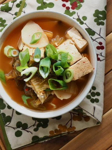 Koreansk Mat Kimchi Tofu Potatis Soppa — Stockfoto