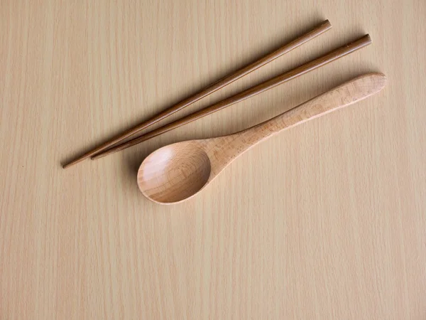 Korean Tradition Wooden Spoon Chopsticks Wooden Board Background — Stock Photo, Image