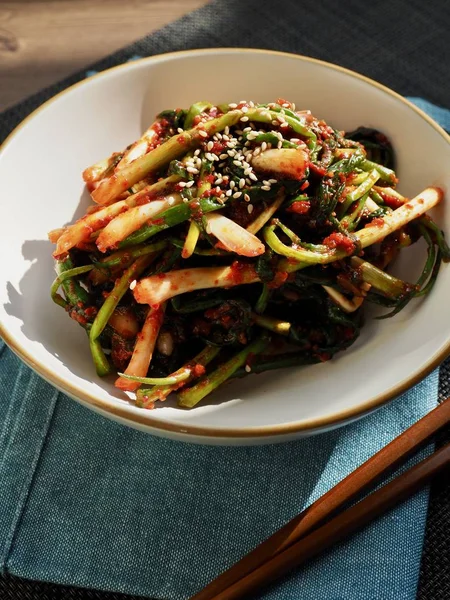 Cibo Tradizionale Coreano Cipolla Verde Kimchi — Foto Stock