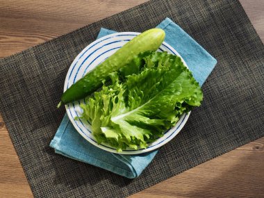 Korean fresh organic vegetable lettuce and cucumber