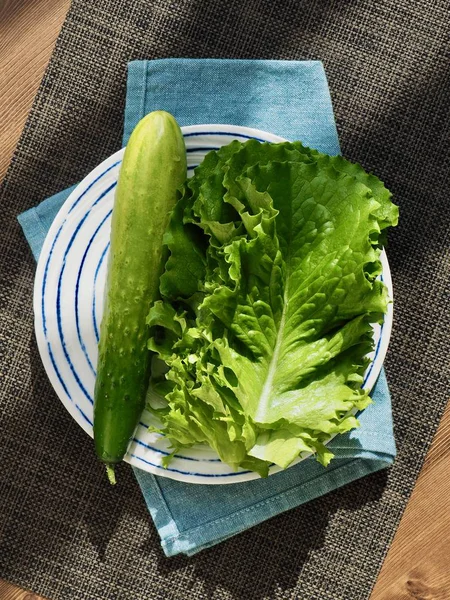 Alface Vegetal Orgânica Fresca Coreana Pepino — Fotografia de Stock