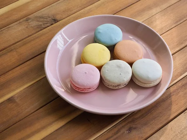 Macarons Colorés Différentes Couleurs Aliments Sucrés — Photo