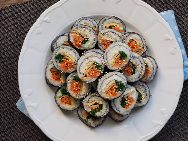 Makanan Korea Kimbab Sayuran Porselen Bowl — Stok Foto