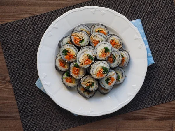 Makanan Korea Kimbab Sayuran Porselen Bowl — Stok Foto