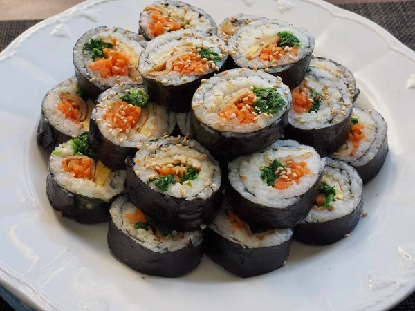 Makanan Korea Kimbab Sayuran Porselen Bowl — Stok Foto