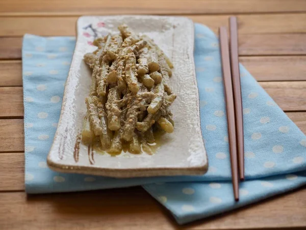 Comida Tradicional Coreana Petasites Japonicus Sementes Perilla Salteadas — Fotografia de Stock