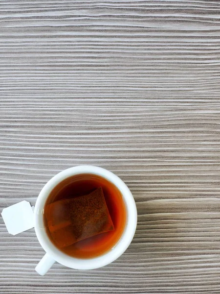 Чай Деревянных Досках Фарфоровых Чашках Черный Чай — стоковое фото