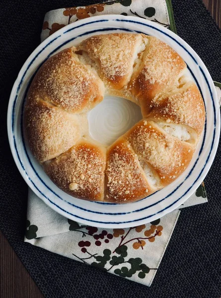 Verse Ronde Zoete Room Brood Melk — Stockfoto