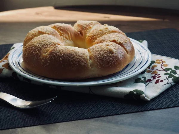 Fresco Rotondo Dolce Panna Pane Latte — Foto Stock