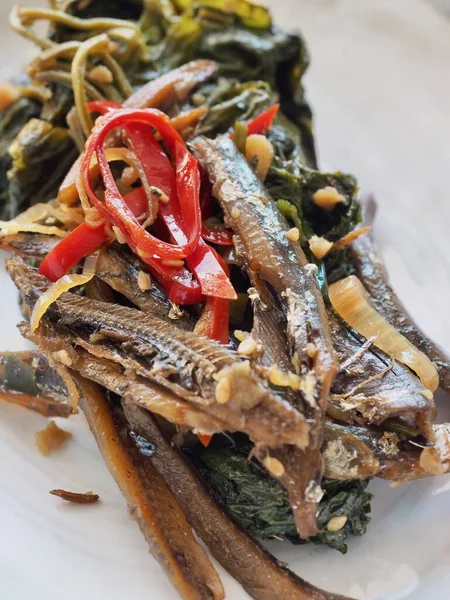 Comida Coreana Anchovas Fritas Gergelim — Fotografia de Stock