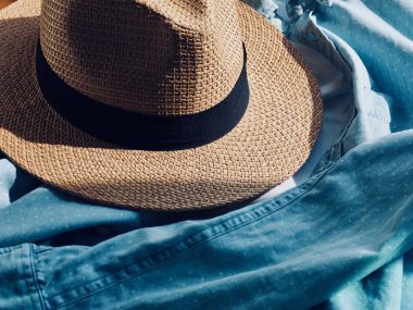 Fedora and Blue shirt, Spring and summer clothing