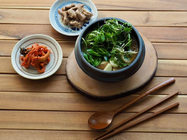 Korean food Shepherd\'s purse Soybean Paste Soup