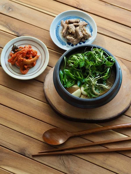 Korean food Shepherd\'s purse Soybean Paste Soup