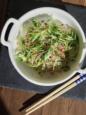 Taze filiz ve Sedum sarmentosum salatası.