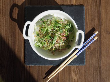 Taze filiz ve Sedum sarmentosum salatası.