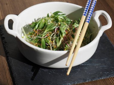 Taze filiz ve Sedum sarmentosum salatası.