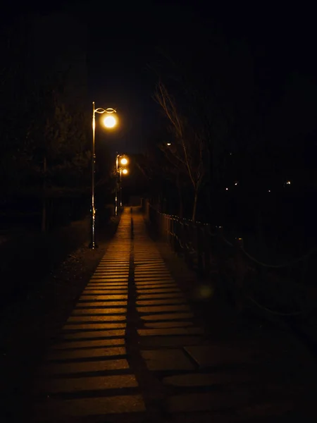 Corée Rues Nocturnes Lampadaires — Photo