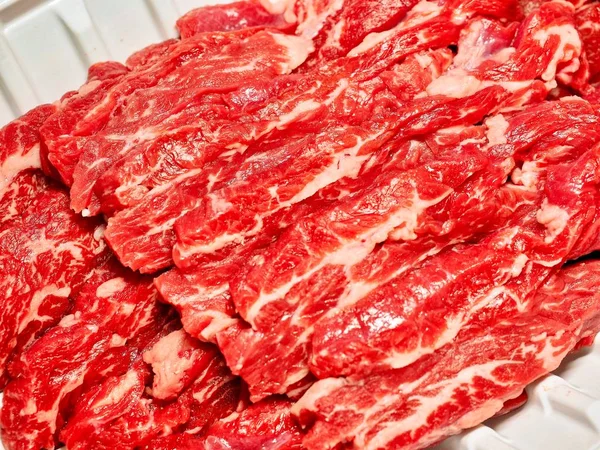 Korean Fresh Sliced Beef Background — Stock Photo, Image