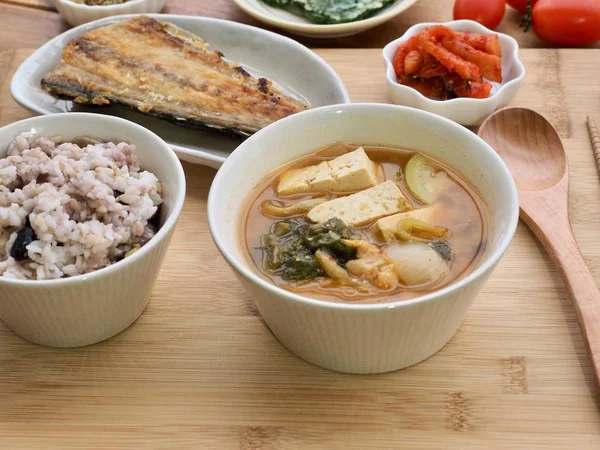 Korean home food, Set Menu with Grilled Mackerel