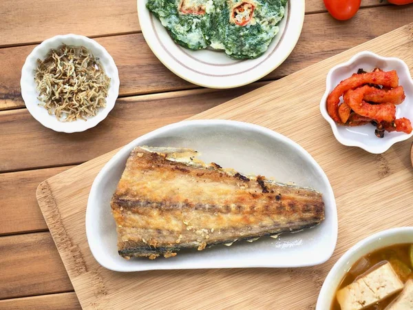 Korean home food, Set Menu with Grilled Mackerel