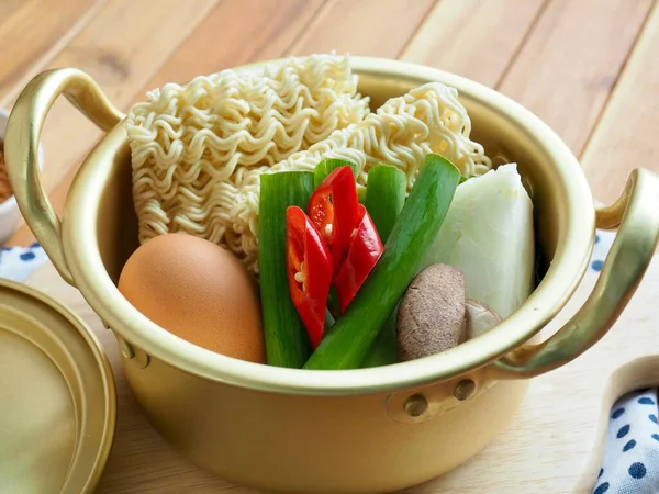 Asijské Jídlo Instantní Ramen Zelenina — Stock fotografie