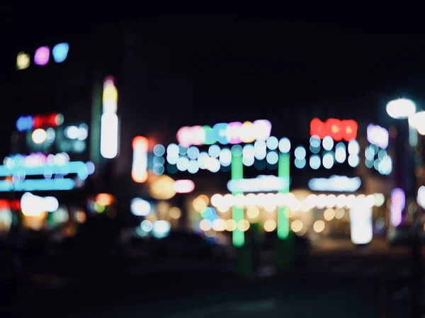 City Center Night Street Bokeh Missed Focus — Stock Photo, Image