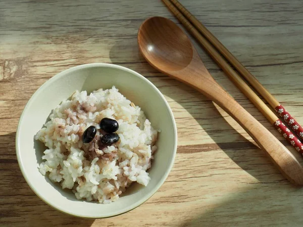 Asiatisches Essen Bohne Gemischten Reis Und Beilage — Stockfoto