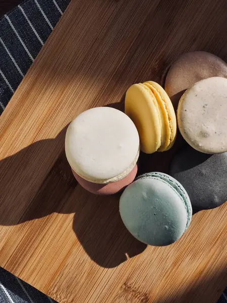 Macarons Colorés Différentes Couleurs Aliments Sucrés — Photo