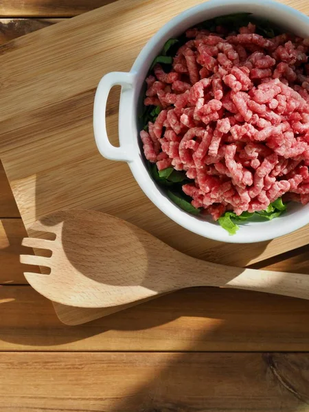 Frische Lebensmittelzutaten Hackfleisch — Stockfoto