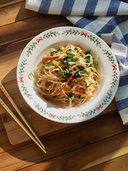Asian Food Stir Fried Rice Noodles Vegetables — Stock Photo, Image