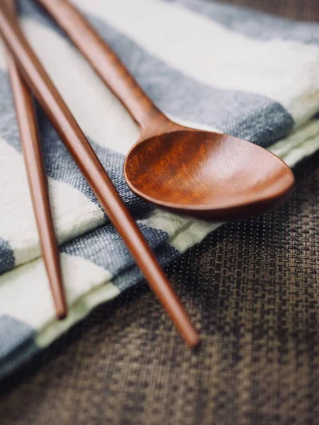 Korean Tradition Wooden Spoon Chopsticks — Stock Photo, Image