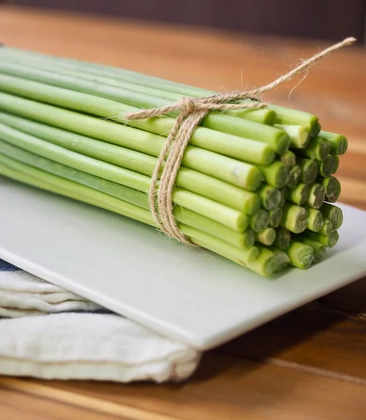 Aziatische Voedselingrediënten Knoflookstengel — Stockfoto