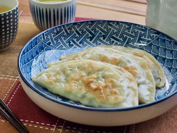 Comida Asiática Dim Sum Bolinhos Fritos Chá Verde — Fotografia de Stock