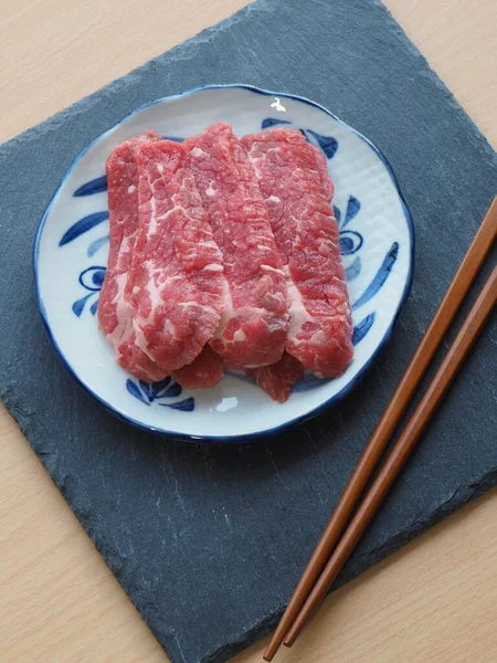 韩国新鲜牛肉排骨背景 — 图库照片