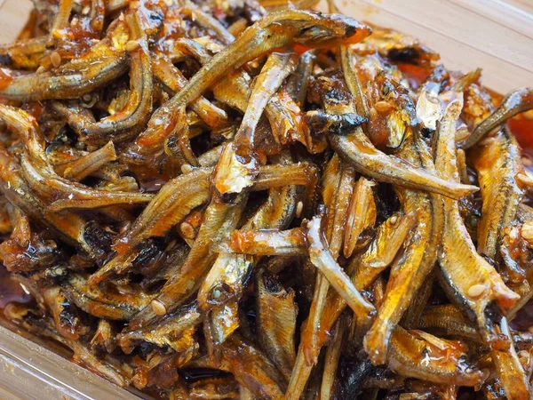 Koreanisches Essen Gebratene Sardellen Kleine Sardellen Koreanische Beilagen — Stockfoto