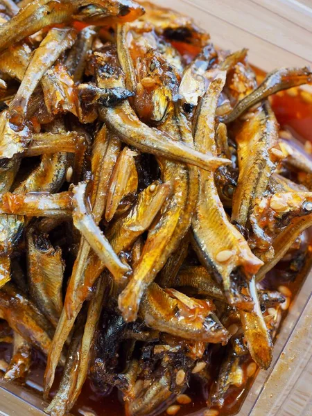 Comida Coreana Anchovas Fritas Anchova Pequena Acompanhamentos Coreanos — Fotografia de Stock