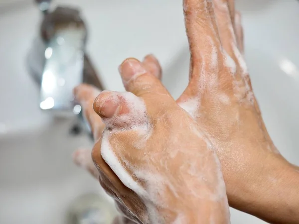 Handtvätt Förebyggande Infektion — Stockfoto