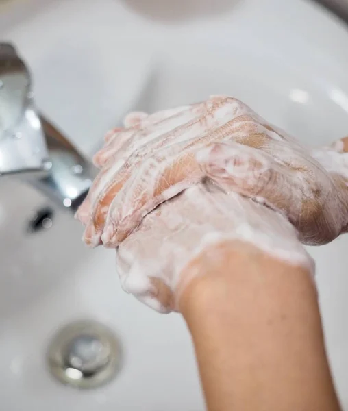 Процес Миття Рук Запобігання Інфекції — стокове фото