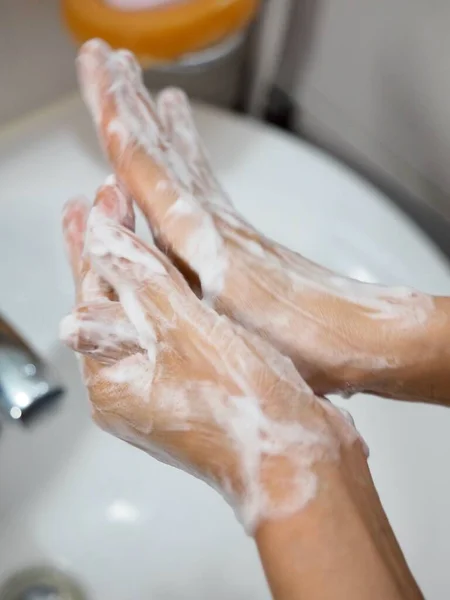 Hand Washing Process Prevention Infection — Stock Photo, Image