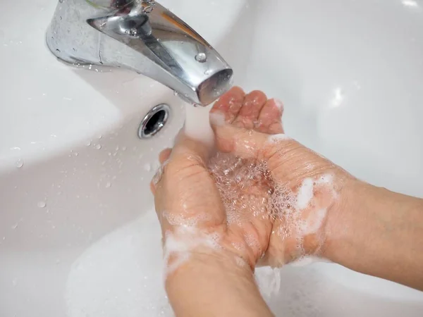 Processo Lavagem Das Mãos Prevenção Infecção — Fotografia de Stock