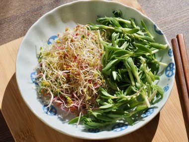 Taze filiz ve Sedum sarmentosum salatası.