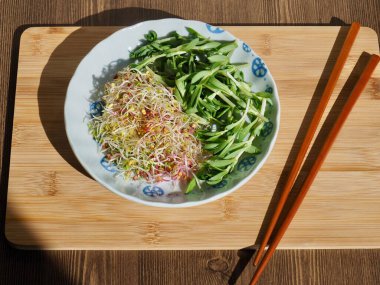 Taze filiz ve Sedum sarmentosum salatası.