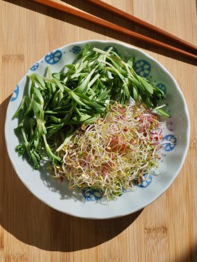 Taze filiz ve Sedum sarmentosum salatası.