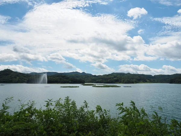 Daecheong Lake Och Fontänlandskap Cheongju City Sydkorea — Stockfoto