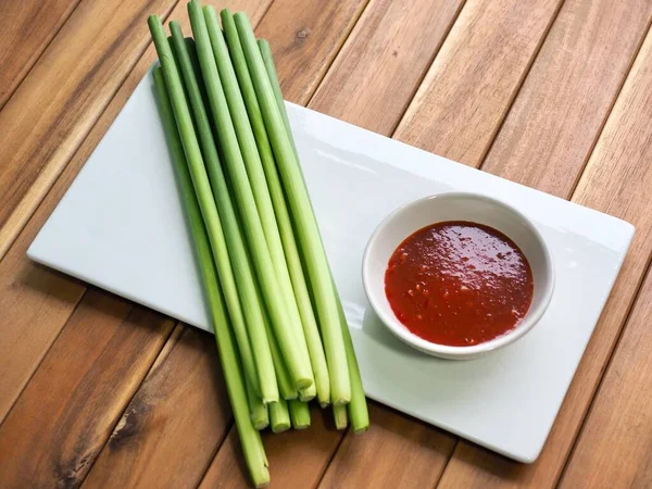 Asiatiska Livsmedelsingredienser Vitlök Stjälk Och Kochujang — Stockfoto