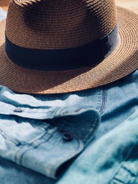 Fedora and Blue shirt, Spring and summer clothing