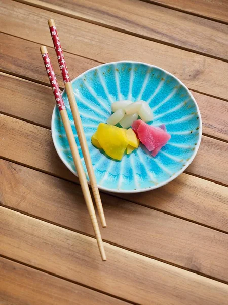 Japans Eten Gebeitst Radijs Gepekelde Knoflook Gember — Stockfoto