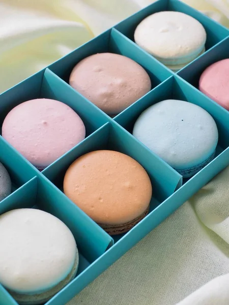 Colorful Macaroons Different Colors Gift Box — Stock Photo, Image