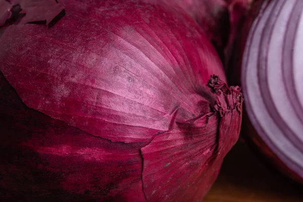 Świeża czerwona cebula Makro Zamknij zdjęcie — Zdjęcie stockowe